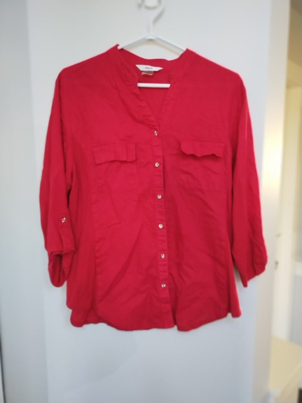 Alia linen cotton blend button down shirt
